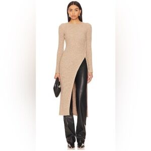 Astr Ribbed Bray Sweater Taupe S